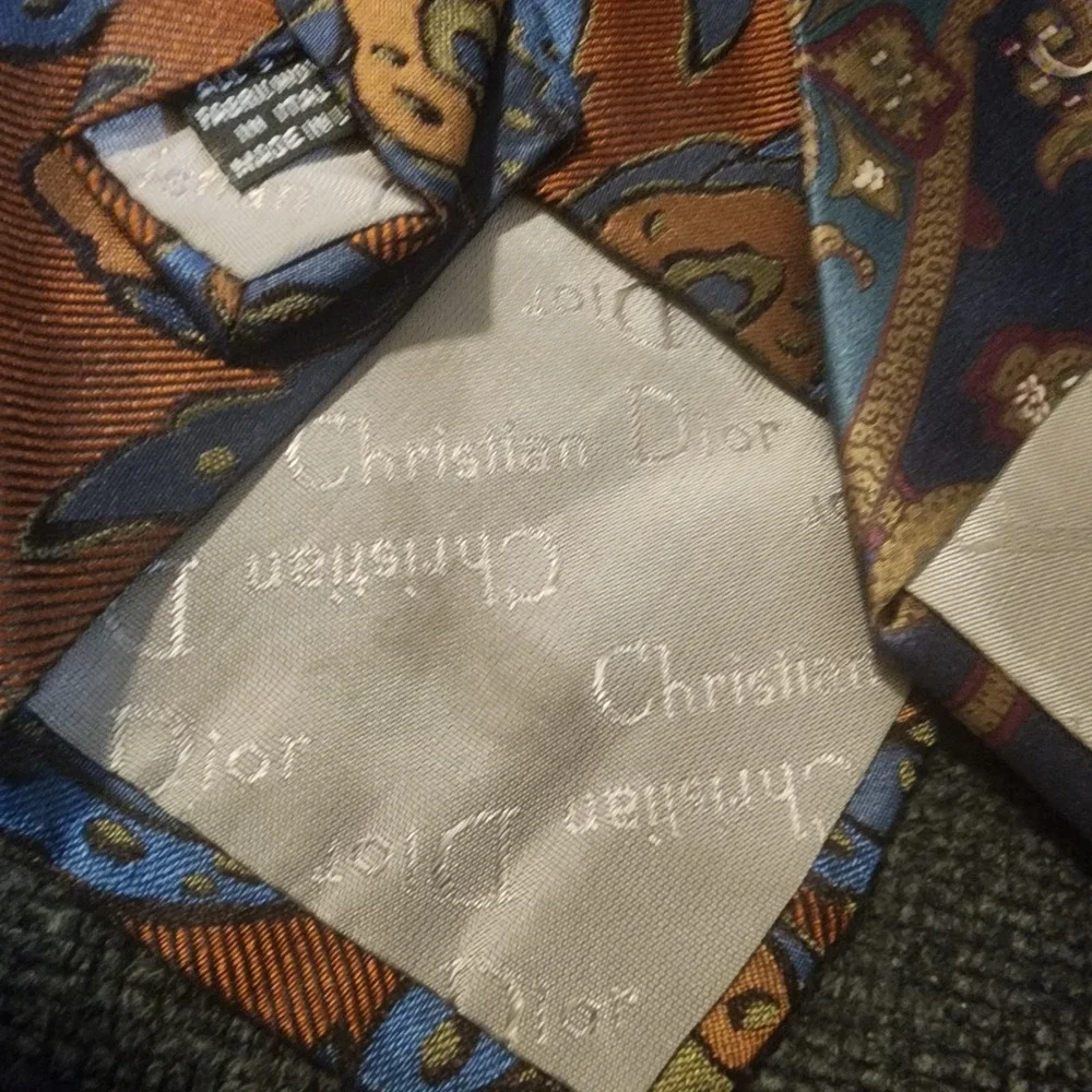 Lot Of 3 Christian Dior Monsieur Vintage Blue Brown‎ Silk Neck Tie 57